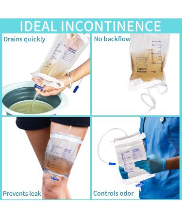 10 Pack Urinary Drainage Bags with Anti-Reflux Valve - 750ml Leg Bags for Home & Hospital Use | Easy Push-Button Drain & Adjustable Straps - Buy Online on GoSupps.com