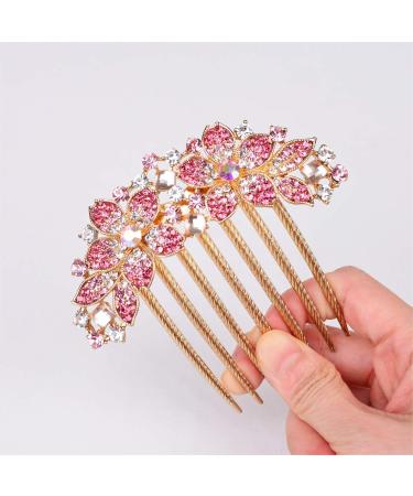 Sancuwen Pink Rhinestone Hair Comb for Women - Flower Hairpin Accessory | Perfect Mother's Day Gift - Buy Online on GoSupps.com