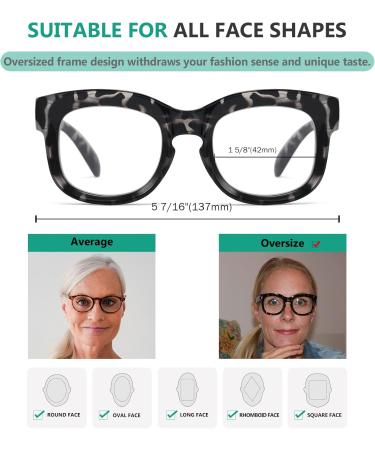 Eyekepper Oversize Reading Glasses for Women - Large Frame Grey Tortoise +2.50 Diopters - Stylish Eyewear for Comfortable Reading - Buy Online on GoSupps.com