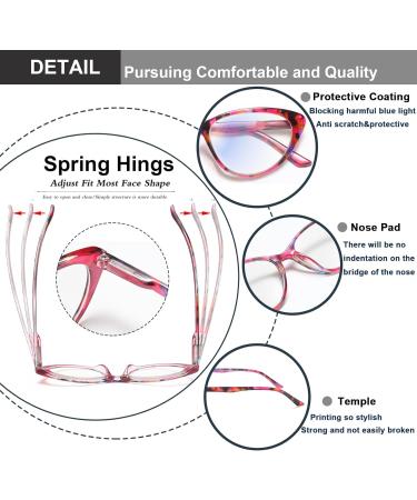 EYEURL Cat Eye Reading Glasses for Women - Blue Light Blocking +1.50 Readers (2 Pack) with Stylish Purple/Pink Pattern Design - Perfect for Computer Use - Buy Online on GoSupps.com