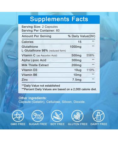 Liposomal Glutathione 1000mg Supplement with Milk Thistle & Vitamin C - Immune Liver & Skin Health Support - Buy Online on GoSupps.com