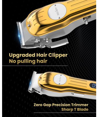 Hair Clippers for Men - Cordless Trimmers with LCD Display & Guide Combs | Rechargeable Barber Kit - Golden - Buy Online on GoSupps.com
