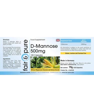 Fair & Pure - D-Mannose 500mg - vegan - 120 capsules - Buy Online on GoSupps.com