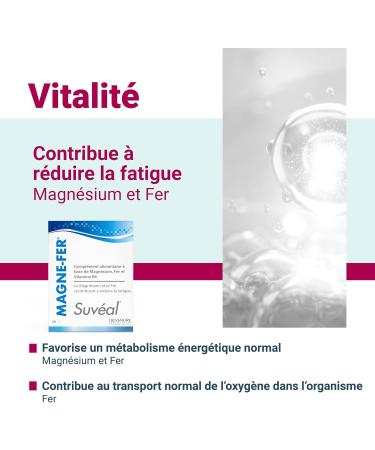 Densmore - Suv al Magne Fer - Food supplement to promote vitality and reduce fatigue - Magnesium Iron Vitamin B6-30 tablets - 1 month cure - Made in Europe - Buy Online on GoSupps.com