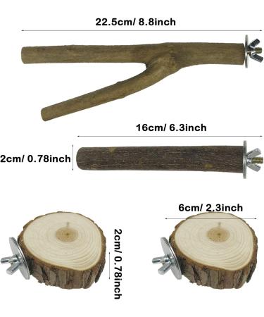Allazone 10 PCS Natural Wood Bird Perch Stand Bird Parrot Perch Stand Set Wooden Parrot Perch Stand Perch Platform Cage Accessories for Parrotlets Cockatiels Budgies Parakeets Style 2 - Buy Online on GoSupps.com