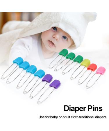 IDWT Baby Safety Pins Set - 12 Colorful Plastic Head Pins for DIY Crafts, Diapers, Jewelry Making, Laundry, and Blankets - Buy Online on GoSupps.com