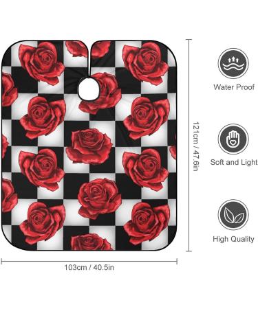 Red Roses Black White Plaid Barber Cape - Professional Hair Cutting Apron for Kids - Buy Online on GoSupps.com