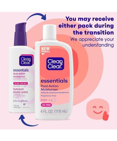 Clean & Clear Dual Action Moisturizer with Salicylic Acid - Acne Treatment (4 fl oz) - Buy Online on GoSupps.com
