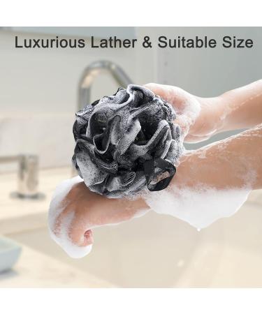 Bamboo Charcoal Shower Loofah Sponge 4 Pack - Exfoliating Body Scrubber for Men & Women - Gentle Cleanse Bath Pouf - Buy Online on GoSupps.com