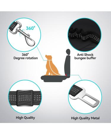 Zellar Dog Seat Belt 1 pack Adjustable Elastic Bungee Strong Durable Dog Car Harness Restraint With 360 Degree Swivel Attach Won't Twist black - Buy Online on GoSupps.com