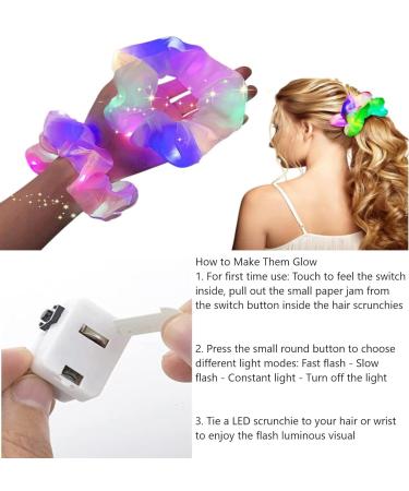 12 Pack LED Light Hair Accessories - Fluorescent Scrunchies, Fiber Optic Barrettes, Multicolor Glow in the Dark Party Favors - Buy Online on GoSupps.com