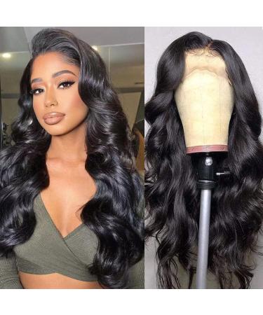 HD Transparent Lace Front Wig Human Hair Body Wave 13x4 Human Hair Black Female Wig 150% Density Glueless Lace Front Wig Brazilian Virgin Hair Wig Pre-drawn Body Wave Wig Natural Color 18 Inch 18 Inch 13x4 Body Wave Wig