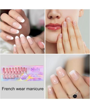 Manicure Press on Nails for Home - Artificial Full French Nails for Women | Makeup Supplies for Gathering Wedding Dating Home Traveling 04 - Buy Online on GoSupps.com