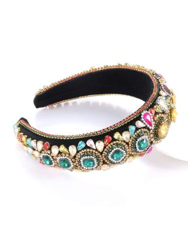 Baroque Rhinestone Padded Headband - Colorful Crystal Embellished Hairband for Women and Girls - Buy Online on GoSupps.com