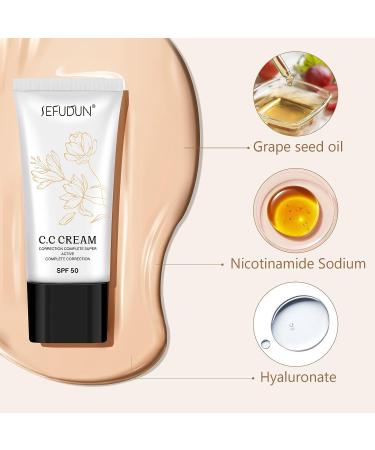 JGSKNE Continuous Correction Tone-Evening CC Cream Foundation SPF 50+ | Full Coverage Makeup Primer and Color Corrector for Mature Skin - Oil-Free, Natural Finish - Buy Online on GoSupps.com