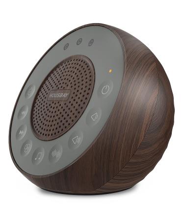 Housbay White Noise Machine with 31 High Fidelity Soothing Sounds, 5W High Power Loud Enough Speaker, Easy Volume Control, Sleep Timer, Sound Machine for Baby, Kids, Adults, Light Sleeper -Wood Grain B-Dark Brown Wooden