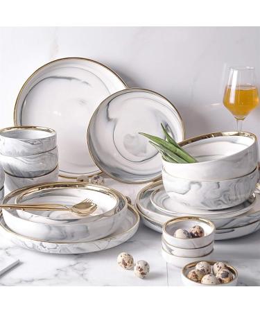 Dinner Plates 20-Piece Kitchen Dinnerware Set Service for 4 Modern Elegant Dinner Plate Sets Durable Ceramic Serving Plate Set Gold Edge Marble Plates Kitchenware - Buy Online on GoSupps.com