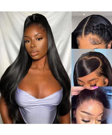 26 Inch HD Lace Front Wigs Human Hair 13X4 Straight HD Transparent Lace Front Wigs For Women 180% Density 100% Brazilian Virgin Human Hair Glueless Straight Lace Frontal Wigs Pre Plucked With Baby Hair 26 Inch 13x4 Lace ...