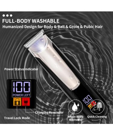 Body Hair Trimmer for Men | Waterproof Electric Groin Shaver with LED Light - Male Grooming Kit - Buy Online on GoSupps.com