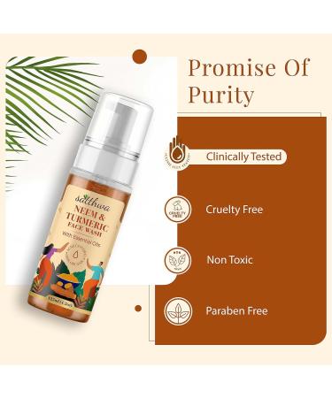 Buy Satthwa Organic Neem & Turmeric Face Wash for Acne & Pimples - Oil Control & Skin Soothing 125ml | Best International Shipping - Buy Online on GoSupps.com