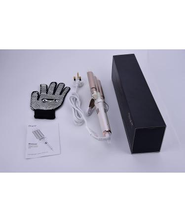 CkeyiN 3 Barrel Hair Waver Curling Iron with LCD - Professional Ceramic Tourmaline Curling Wand - 22mm Hair Crimpers - 16 Temperature Control Displays - for All Hair Types - Gold - Buy Online on GoSupps.com