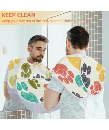 Colorful Dog Paws Print Beard Bib Apron | Waterproof Grooming Cape for Men | Hair Catcher & Trimming Aid | Perfect Gift for Dog Lovers - Buy Online on GoSupps.com