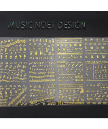 Musical Instrument Theme Nail Art Stickers - 12 Sheets Gold Music Notes Designs for Women, Girls, Kids - Buy Online on GoSupps.com