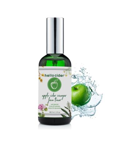 Apple Cider Vinegar Toner - Witch Hazel Tea Tree Rose Geranium Lavender Chamomile. NO Oils. Tone Reduce Blemish Clear Pores & Acne 3oz. USA Made/Hello Cider