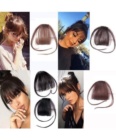Thin Neat Air Bangs Hair Extensions Clip in on Fringe Front Hairpiece (Light Brown) - Buy Online on GoSupps.com