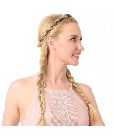DIGUAN Thin Synthetic Hair Braided Headband in Brunette Brown - Women's Beauty Accessory - Buy Online on GoSupps.com