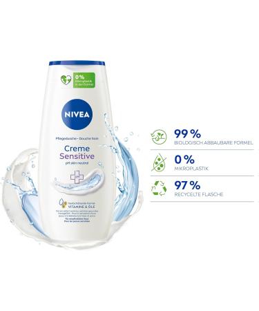 NIVEA Sensitive Shower Cream (250ml) pH Neutral with Chamomile Extract Moisturising Cream for Sensitive Soap-Free Skin - Buy Online on GoSupps.com