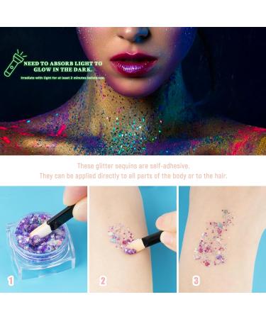 Boyrot 12 Colors Fluorescent Glitter - Self-Adhesive Body & Face Makeup for Festivals Parties & Clubs - Buy Online on GoSupps.com