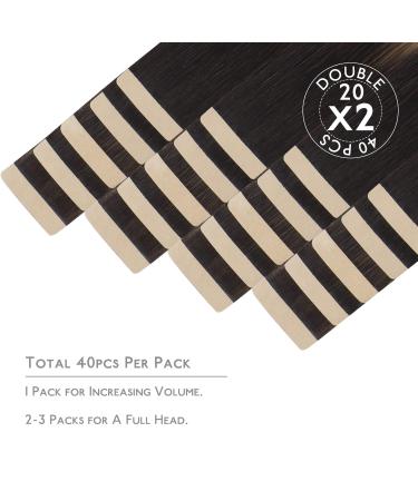 Buy If-of-Hearted Real Hair Tape Extensions - 40PCS 120g 26 Inch Balayage Natural Black to Chestnut Brown | Invisible Hair Extensions - Buy Online on GoSupps.com