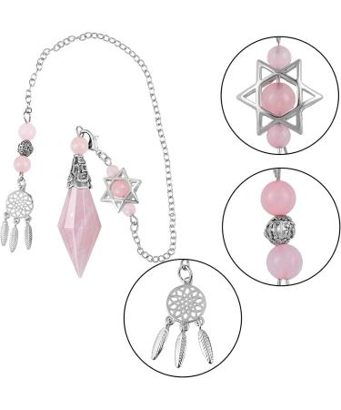 Kyeygwo Rose Quartz Pendulum - Double Crystal Point for Divination Meditation & Reiki Healing | International Shipping - Buy Online on GoSupps.com