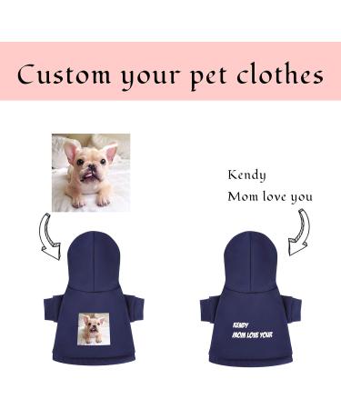 Personalized Pet Hoodie - Soft Navy Blue Sweater for Dogs with Hat | Custom Photo & Text - Buy Online on GoSupps.com