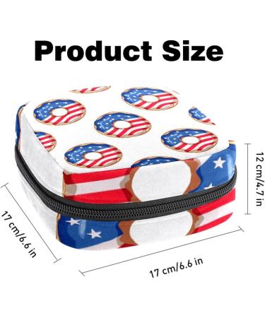 Buy Stylish Menstruation Pad Bag with Zipper - American Flag Donut Design | Women s Napkin & Tampons Collection Bag - Buy Online on GoSupps.com