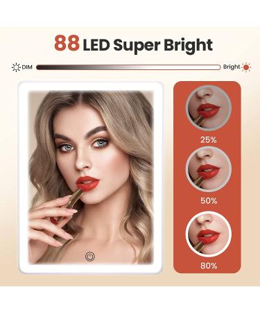 Portable SOKEA Lighted Makeup Mirror - 88 LED, 10X Magnification, 3 Lighting Modes, Perfect Women Gift - White - Buy Online on GoSupps.com
