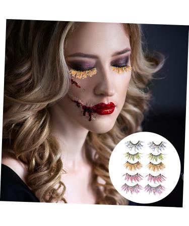 Mikinona 5 Pairs Colored False Eyelashes Colored Eyelashes Costume Dramatic Eyelashes Party False Eyelashes Glitter Eyelashes Lashes Glitter Lashes 3d Clothing Chemical Fiber Cosplay - Buy Online on GoSupps.com