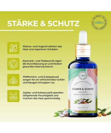 Lebbio Force & Schutz Hair Oil - 50 ml - 100% Natural - Scalp and Hair Strengthening Oil for Healthy Hair Growth - Stimulates Hair Growth - Cure - Buy Online on GoSupps.com