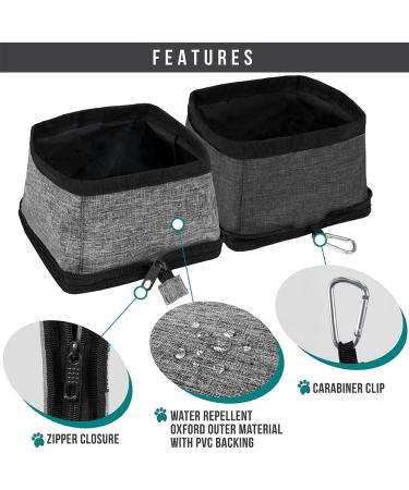PetAmi Collapsible Dog Bowls 2 Pack - Portable Water & Food Bowl for Pets - Travel, Hiking, Camping - Outdoor Gear Accessories | Gray - Buy Online on GoSupps.com