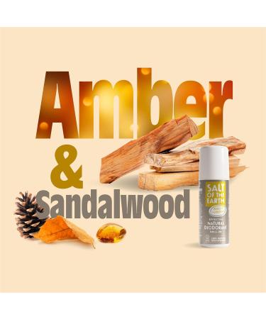 Salt of the Earth Natural Deodorant Roll On - 100% Natural Ingredients - Vegan & Cruelty Free - Amber & Sandalwood - 75ml - Buy Online on GoSupps.com