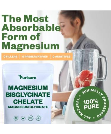 Purisure Magnesium Bisglycinate Powder 250g (8.8oz) | Lab Tested | 133 Servings - Buy Online on GoSupps.com