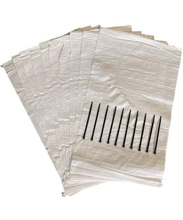 Woolsacks 18 x 30 Polypropylene Sand Bags | Empty White Sand Bags With Ties and UV Protection | Sandbags for Flooding Construction & More | Heavy Duty 100 Lb. Capacity Each (10 Pack) 10 Count (Pack of 1)