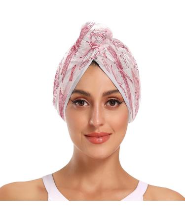 Pink Butterflies Dry Hair Cap Set | 2 Piece Quick Drying Towel & Button Headband | Super Absorbent & Soft - Buy Online on GoSupps.com