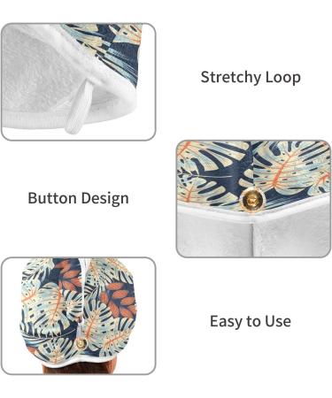 Tropical Leaves Dry Hair Cap Set | 2-Piece Quick Drying Towel & Button Headband - Super Absorbent & Comfortable - Buy Online on GoSupps.com
