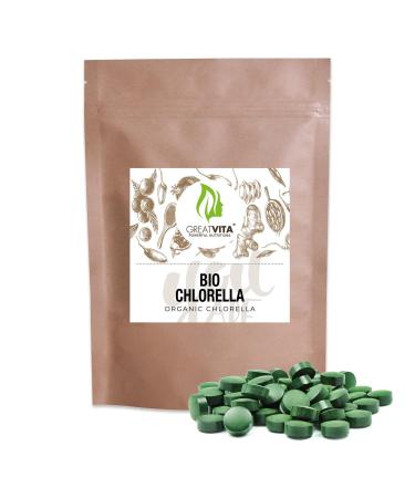 GREAT VITA GreatVita Organic Chlorella 800 Tablets - 500mg - 400g - Additive-Free - Vegan and Sustainable Packaging - Rich in Chlorophyll and Carotenoids