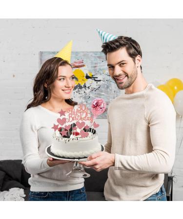 30th Birthday Cake Toppers Rose Gold 30th Birthday Love Heart Cake Topper 30th Birthday Cake Toppers Decorations With Heart Star Balloon Cupcake Glitter Topper Cake Decorations for 30th Birthday Rosegold 30th - Buy Online on GoSupps.com