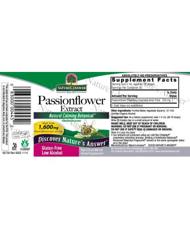 Nature's Answer Passion Flower Supplement - 2oz Calming Aid for Anxiety & Stress Relief - Buy Online on GoSupps.com