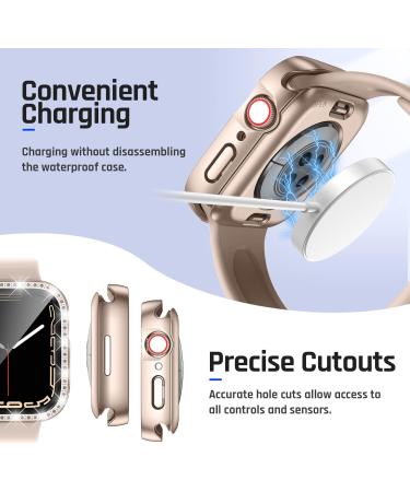 Goton 2-in-1 Waterproof Bling Case for Apple Watch 40mm SE (2nd Gen) Series 6 5 4 | Glitter Diamond Rhinestone Bumper Cover | Rose Gold Women's Screen Protector for iWatch Accessories - Buy Online on GoSupps.com
