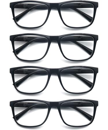 OLOMEE Reading Glasses 2.00 Men's Oversized Large Square Readers Black Frame 4 Pack - Lightweight Eyeglasses for Reading with Flexible Spring Hinge - Buy Online on GoSupps.com